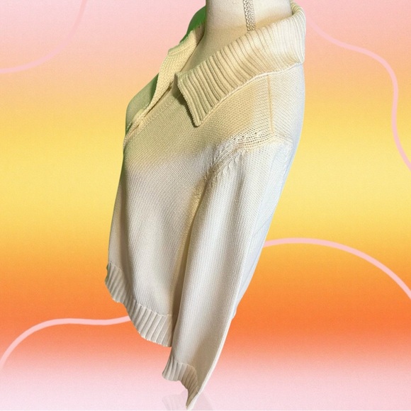 Talbot’s Cream Made in Italy Cotton-Blend Single-Button Collared Cardigan Size M - Picture 6 of 14